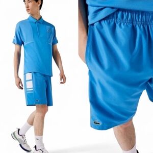 IZOD LACOSTE NWT Tennis Shorts Lined Teal Blue White Stripe Large